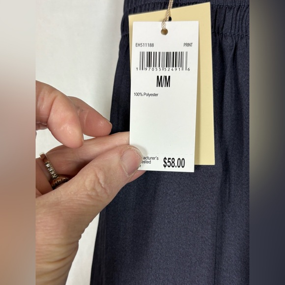 Elie Tahari Navy Wide-Leg Pants with Coral Floral Hem - Picture 4 of 7